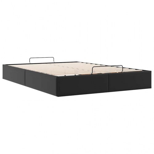 Sengeramme med opbevaring 140 x 190 cm i sort kunstlæder