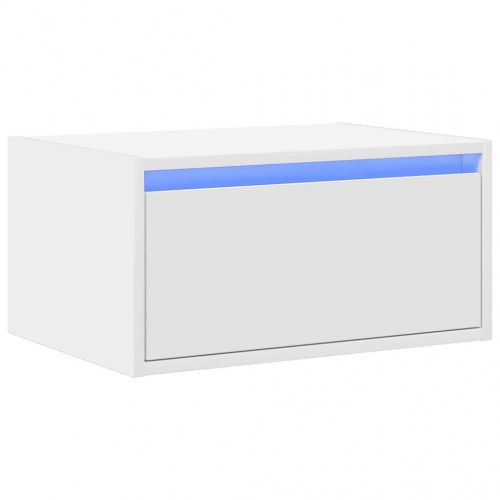 Væghængt sengebord med LED-lys hvid