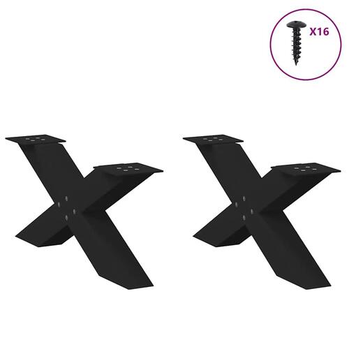 Sofabordben X-formet 2 stk 70x(30-31) cm stål sort