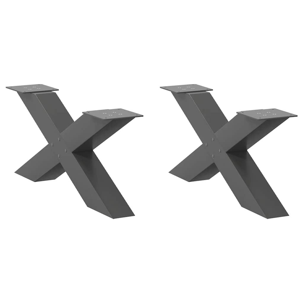 Spisebordsben X-Formet 80X(72-73) Cm Stål Antracitgrå - 2 / 70 x (30-31) cm (80 mm)