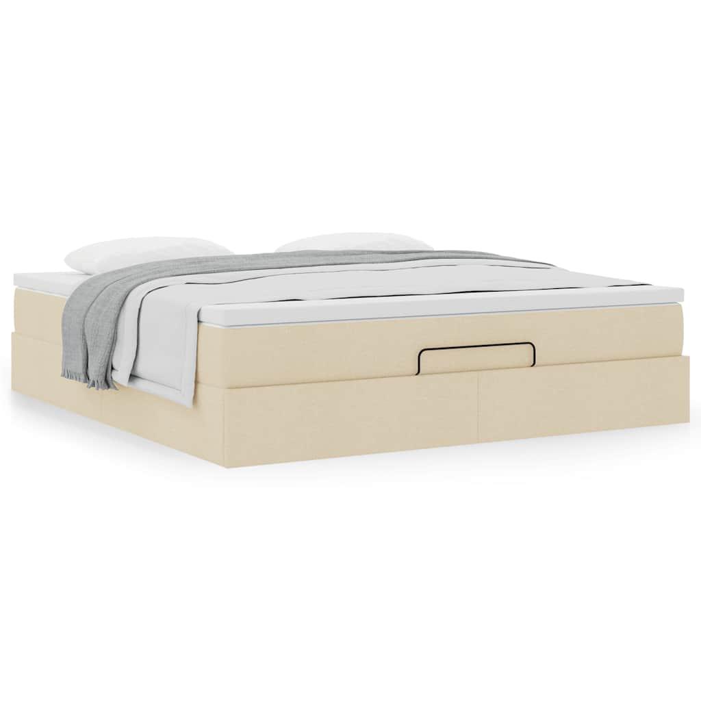 Osmannisk sengeramme med madras 180x200 cm stof cremefarvet