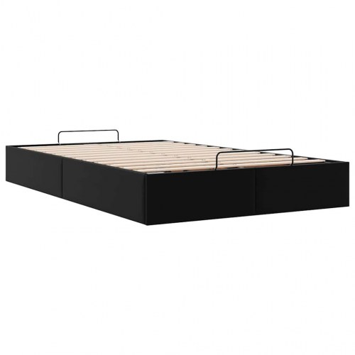 Sengeramme med opbevaring 120 x 190 cm - sort kunstlæder