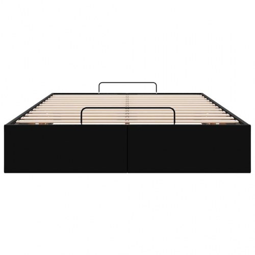Sengeramme med opbevaring 120 x 190 cm - sort kunstlæder