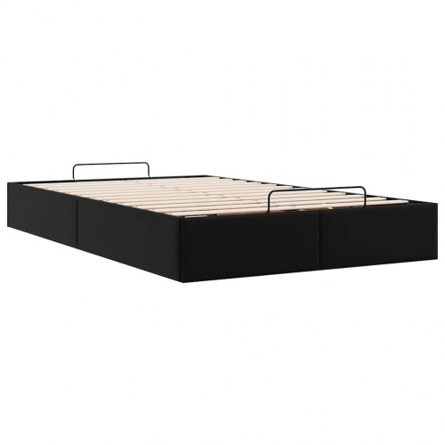 Sengeramme med opbevaring 120 x 190 cm - sort kunstlæder