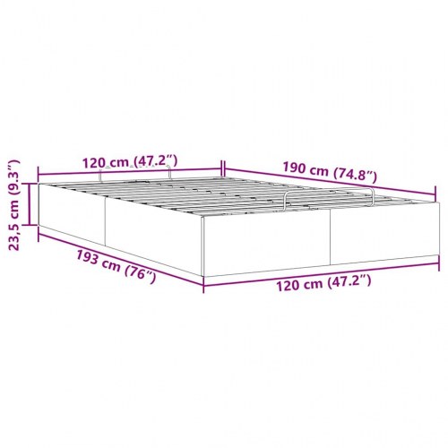 Sengeramme med opbevaring 120 x 190 cm - sort kunstlæder