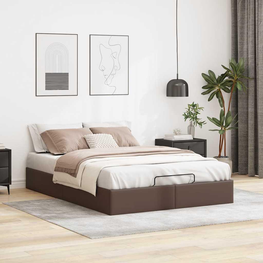 Osmannisk Sengeramme Uden Madras 140x200 Cm Kunstlæder Brun