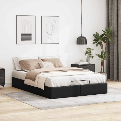 Ottomansk sengeramme med opbevaring 140 x 200 cm uden madras - sort