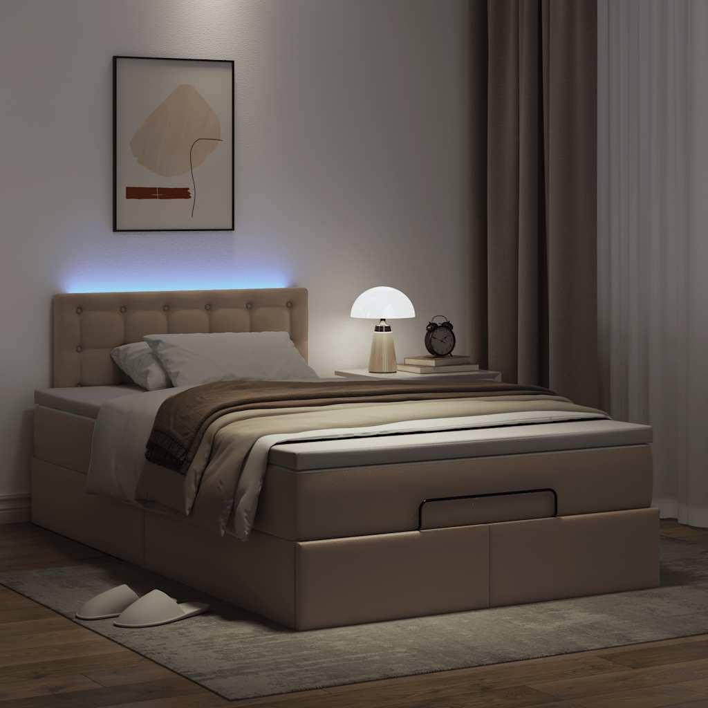 Osmannisk Sengeramme Med Madras 120x190cm Kunstlæder Cappuccino