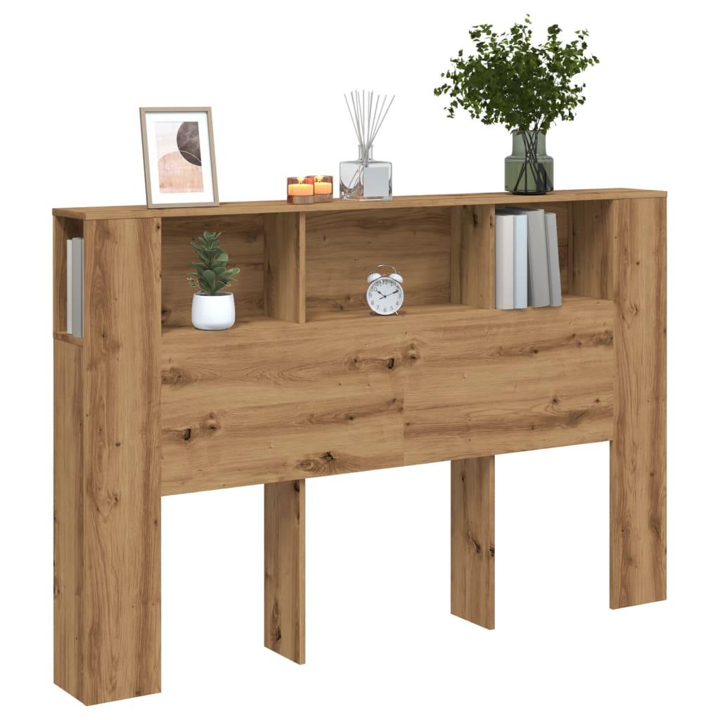 Sengegavlskab håndlavet eg 160x18,5x103,5 cm konstrueret træ billede