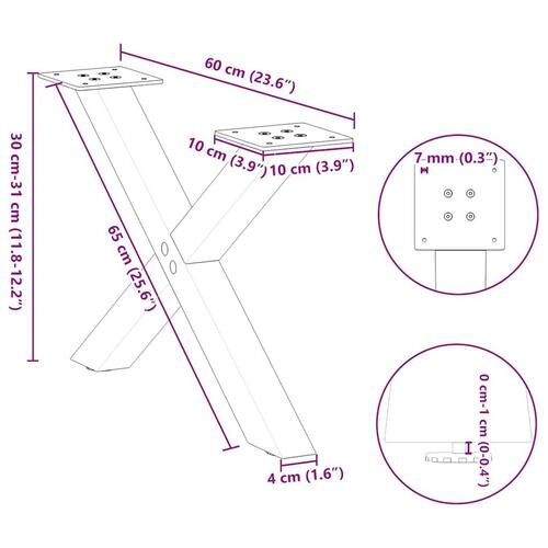 Sofabordben X-formet 2 stk 60x(30-31) cm stål antracitgrå