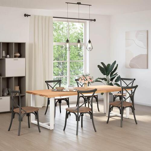 Spisebordsben T-formet 2 stk 90x35x(72-73) cm stål hvid