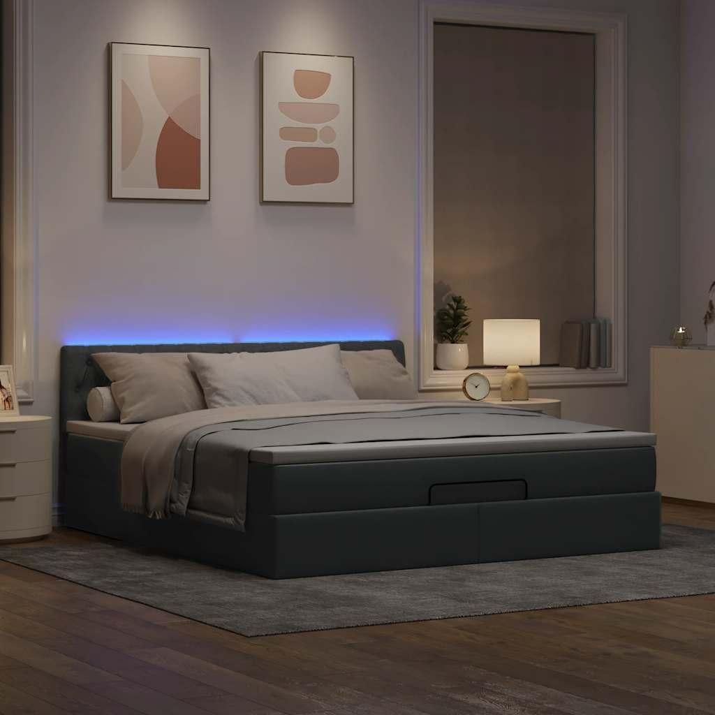 Ottoman Seng Med Madras & Leds 180x200 Cm Stof Lysegrå