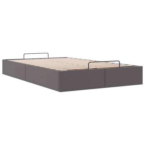 Sengeramme med opbevaring 120x200 cm - grå kunstlæder