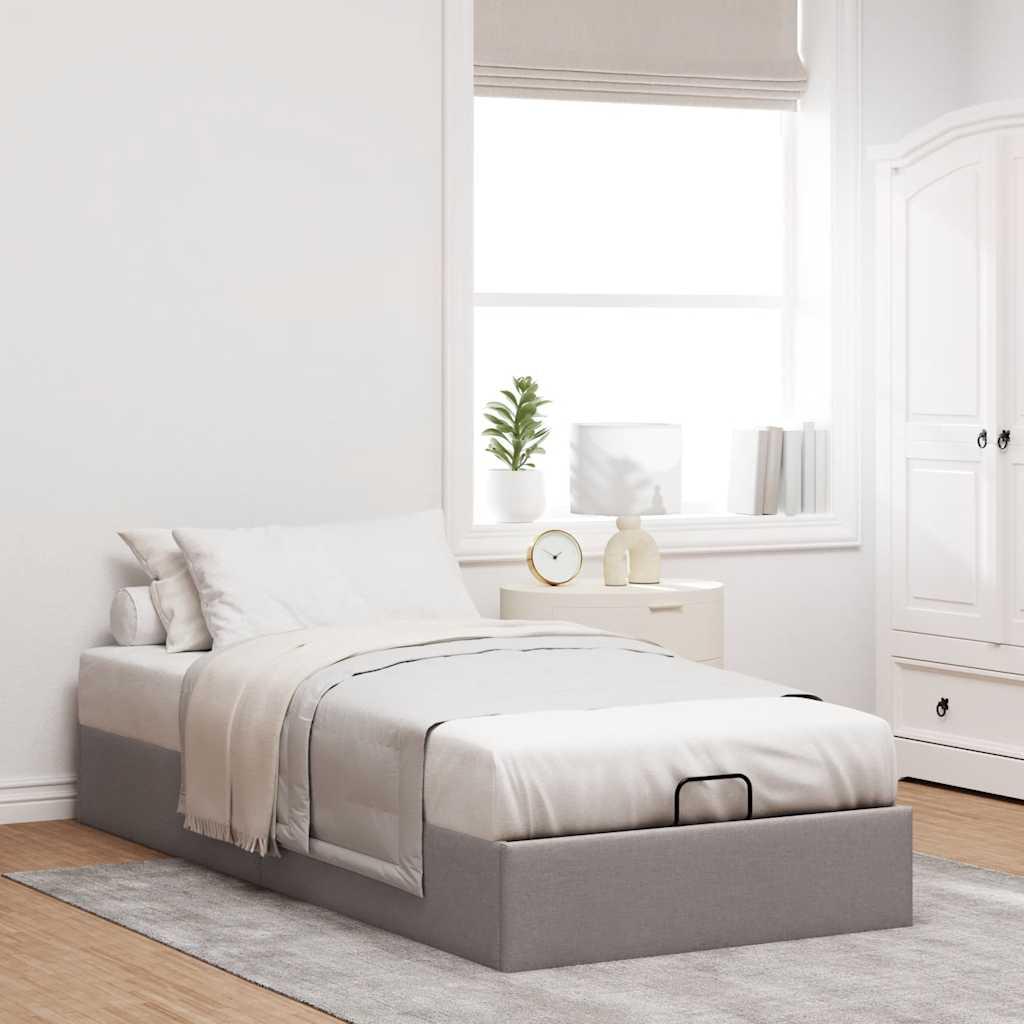 Osmannisk Sengeramme Uden Madras 90x200 Cm Stof Gråbrun