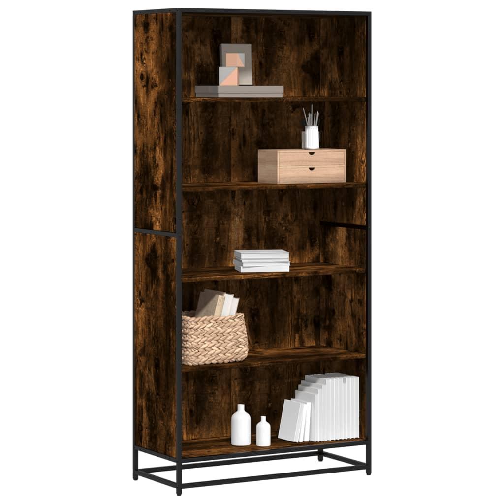 Bogreol 80 5x35x170 5 Cm Konstrueret Træ Røget Egetræsfarve