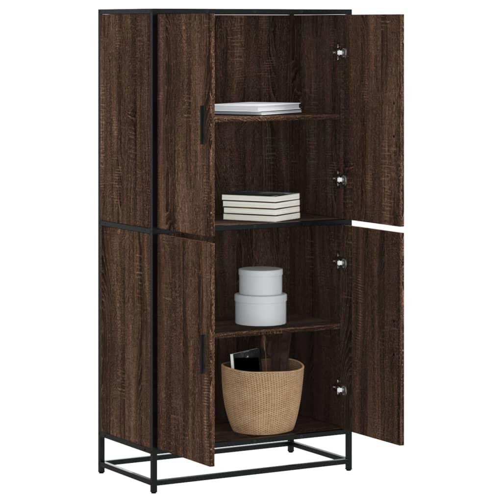 Højskab i brun egetræsfarve - 68 × 35 × 139 cm, konstrueret træ og metal