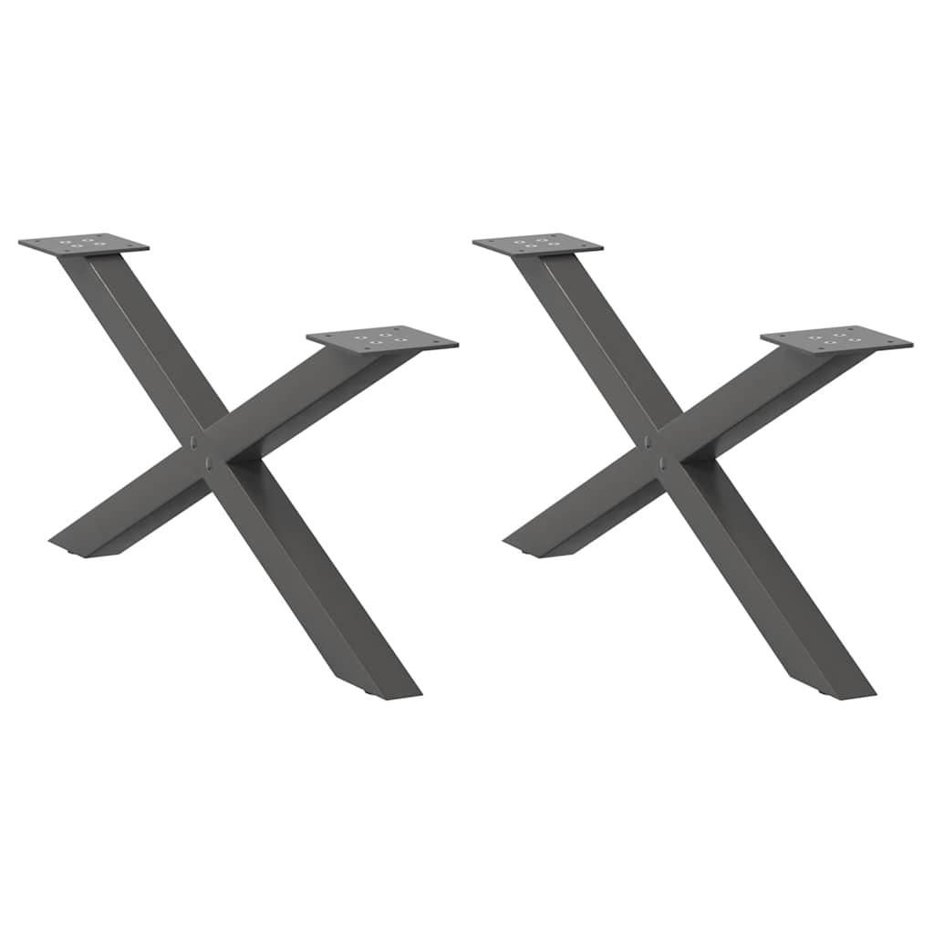 Spisebordsben X-Formet 80X(72-73) Cm Stål Antracitgrå - 2 / 70 x (30-31) cm (40 mm)