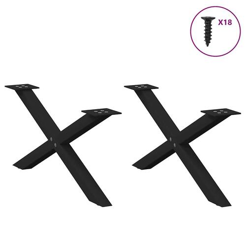 Sofabordben X-formet 2 stk 70x(30-31) cm stål sort