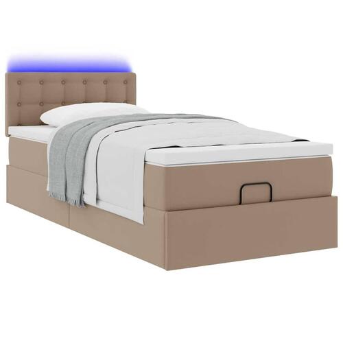 Osmannisk sengeramme med madras 100x200cm kunstlæder cappuccino