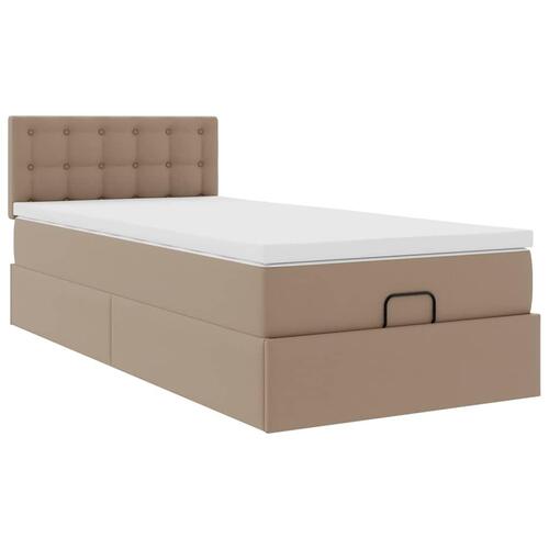 Osmannisk sengeramme med madras 100x200cm kunstlæder cappuccino