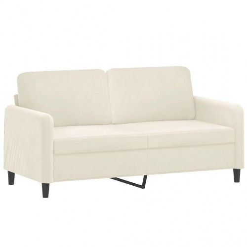 2-personers sofa i velour med pyntepuder, creme - 140 cm sædebredde