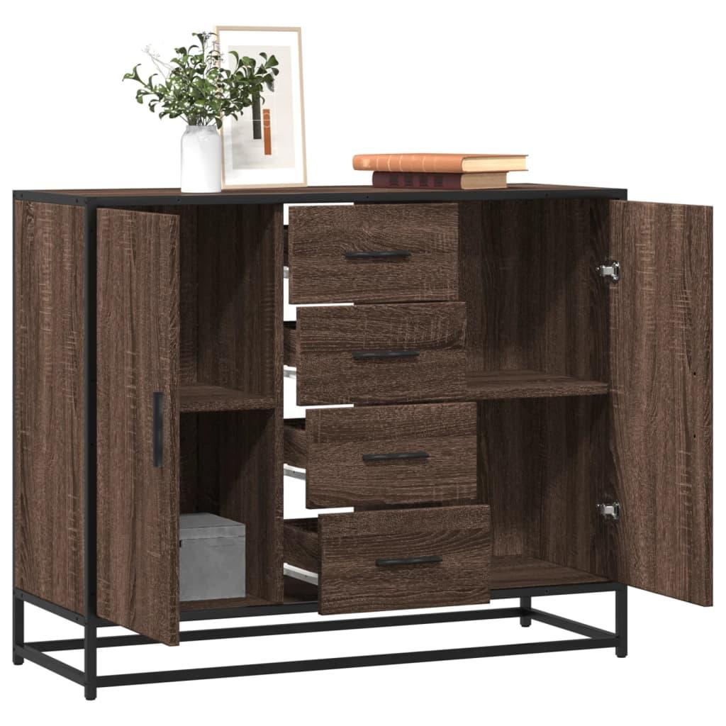 Skænk 92X35X76 Cm Konstrueret Træ Etræsfarve - Brun eg