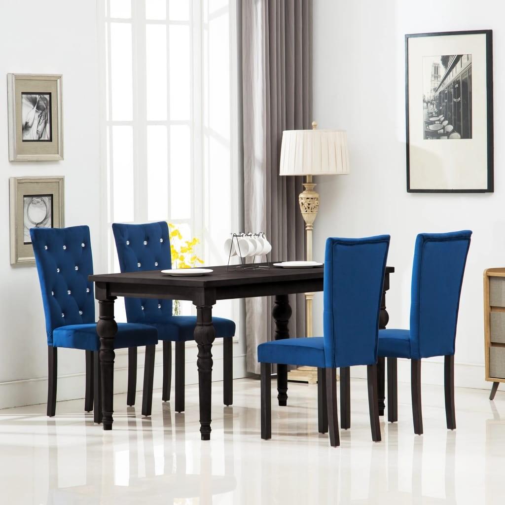 Spisebordsstole 4 stk. fløjl mørkeblå