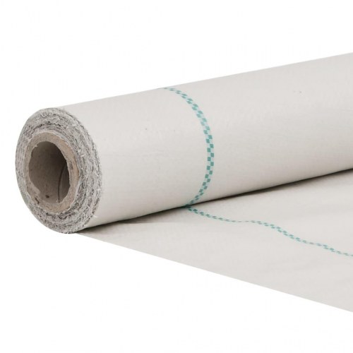Ukrudtsdug 4 × 50 m - hvid PP, 60 g/m² med grønne striber