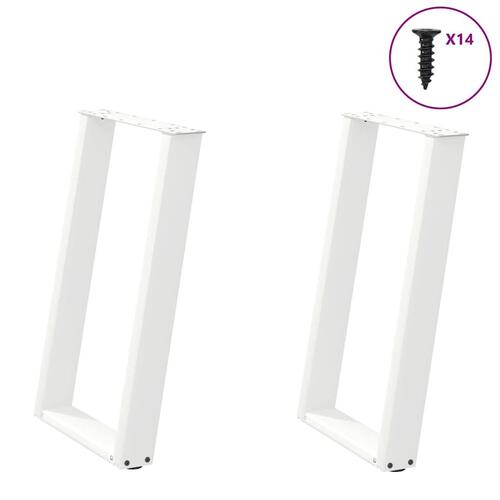 Spisebordsben U-formet 2 stk. 60x(72-73) cm stål hvid