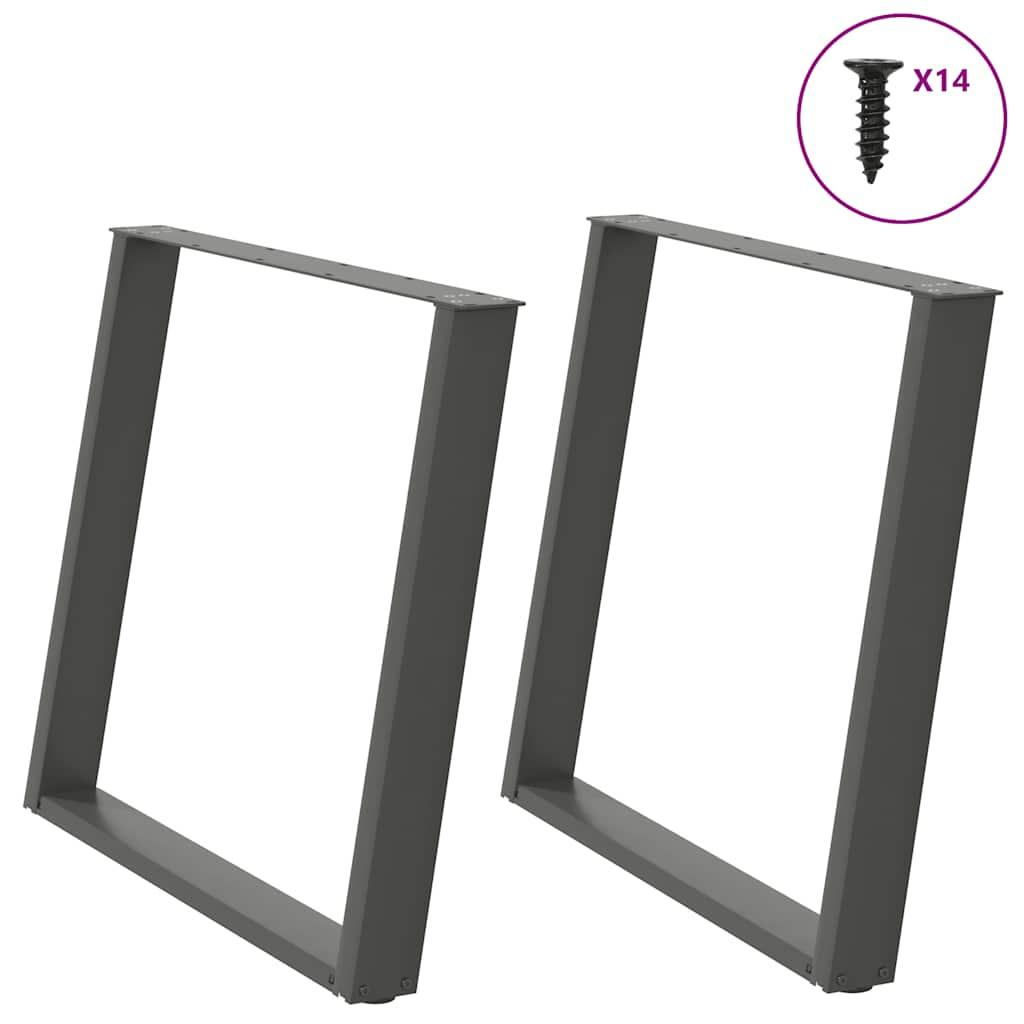 Spisebordsben T-formet 2 stk. 100x(72-73) cm stål antracitgrå