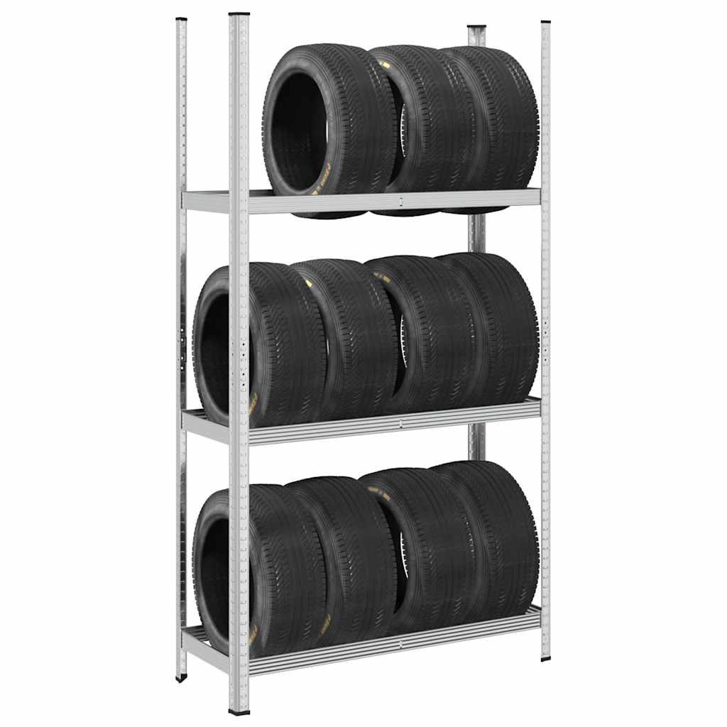 3-lags dækhylder 2 stk. 110x40x200 cm stål sølvfarvet