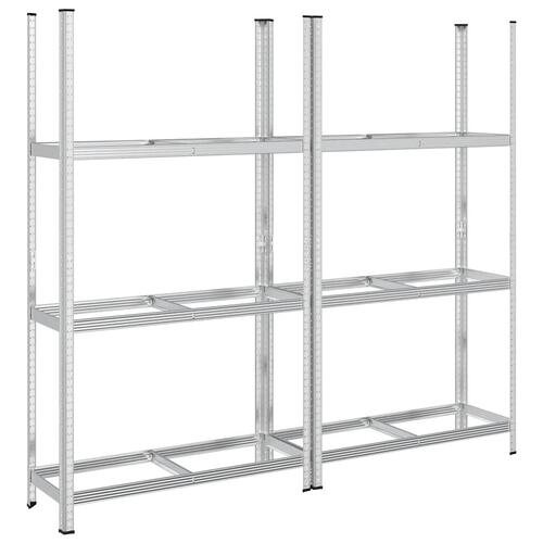 3-lags dækhylder 2 stk. 110x40x200 cm stål sølvfarvet