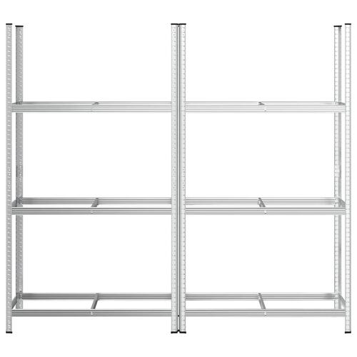 3-lags dækhylder 2 stk. 110x40x200 cm stål sølvfarvet