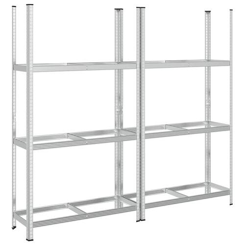 3-lags dækhylder 2 stk. 110x40x200 cm stål sølvfarvet