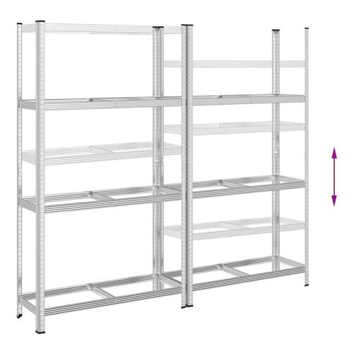 3-lags dækhylder 2 stk. 110x40x200 cm stål sølvfarvet