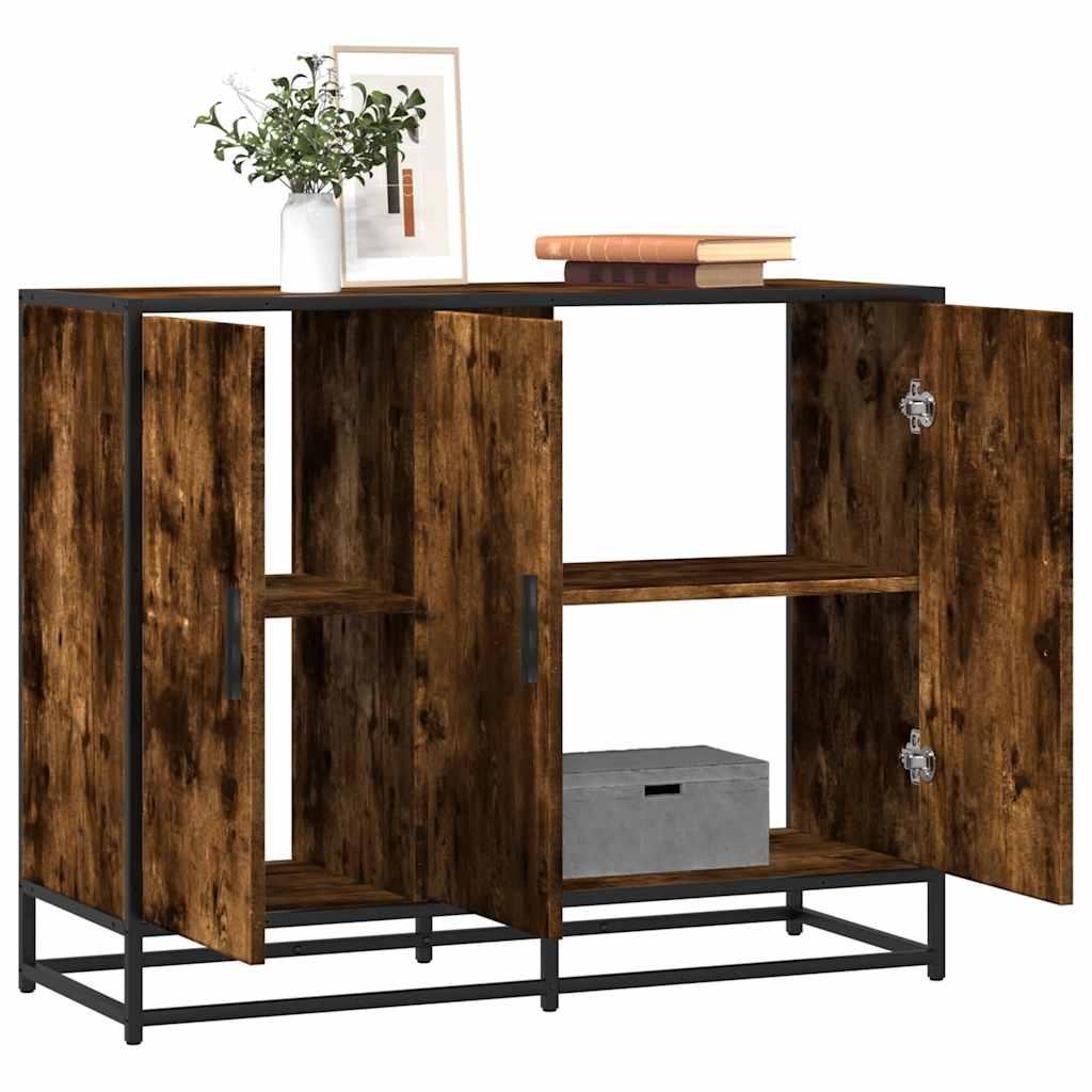 Skænk 94X35X76 Cm Konstrueret Træ Etræsfarve - Røget eg