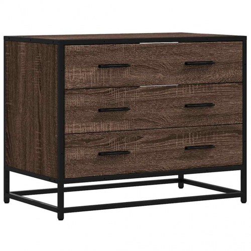 Kommode med 3 skuffer 70 x 41 x 56 cm - brun egetræsfarve
