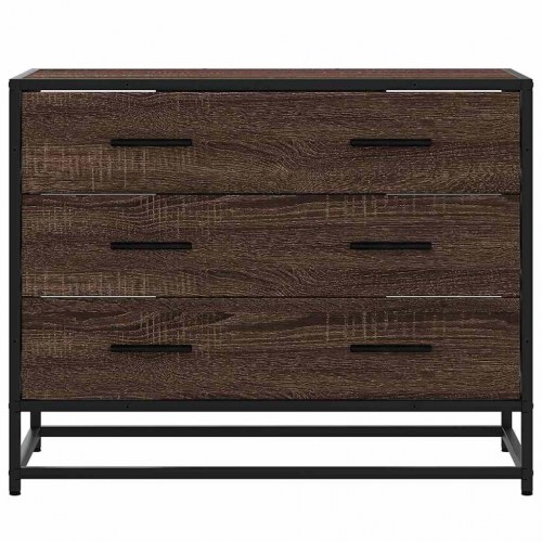 Kommode med 3 skuffer 70 x 41 x 56 cm - brun egetræsfarve