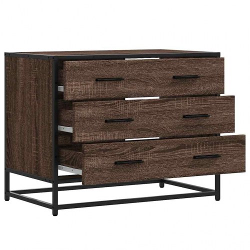 Kommode med 3 skuffer 70 x 41 x 56 cm - brun egetræsfarve