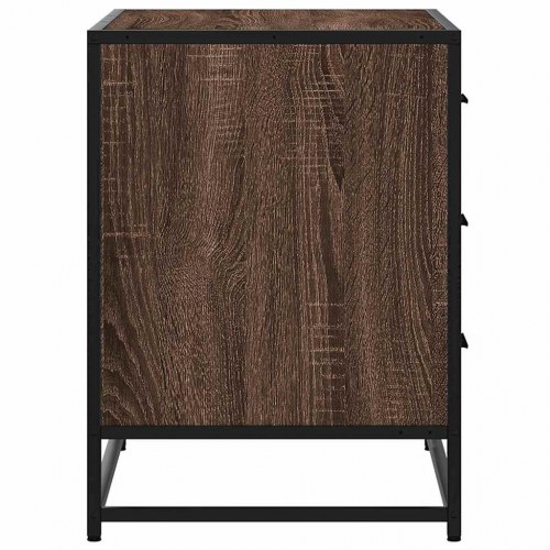 Kommode med 3 skuffer 70 x 41 x 56 cm - brun egetræsfarve