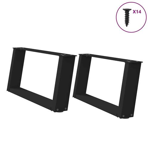 Sofabordben U-formet 2 stk. 60x(30-31) cm stål sort
