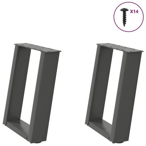 Sofabordben U-formet 2 stk. 38x(42-43) cm stål antracitgrå