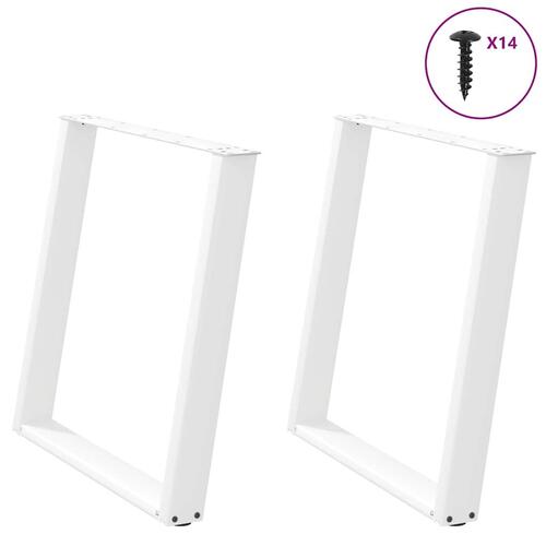 Spisebordsben U-formet 2 stk. 80x(72-73) cm stål hvid