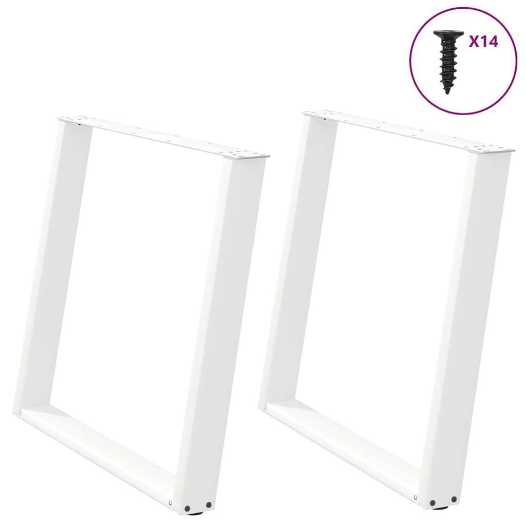 Spisebordsben U-formet 2 stk. 100x(72-73) cm stål hvid