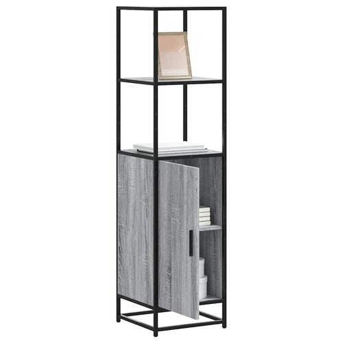 Skab 35,5x35x139 cm konstrueret træ grå sonoma-eg og metal