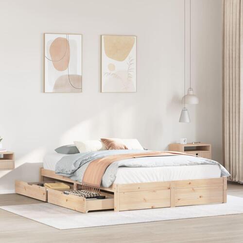 Sengeramme uden madras 140x190 cm massivt fyrretræ