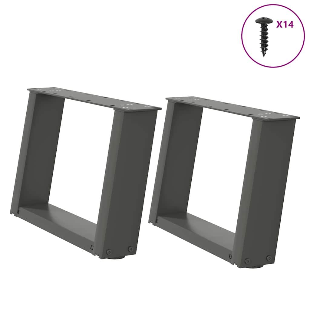 Sofabordben U-formet 2 stk. 50x(30-31) cm stål antracitgrå