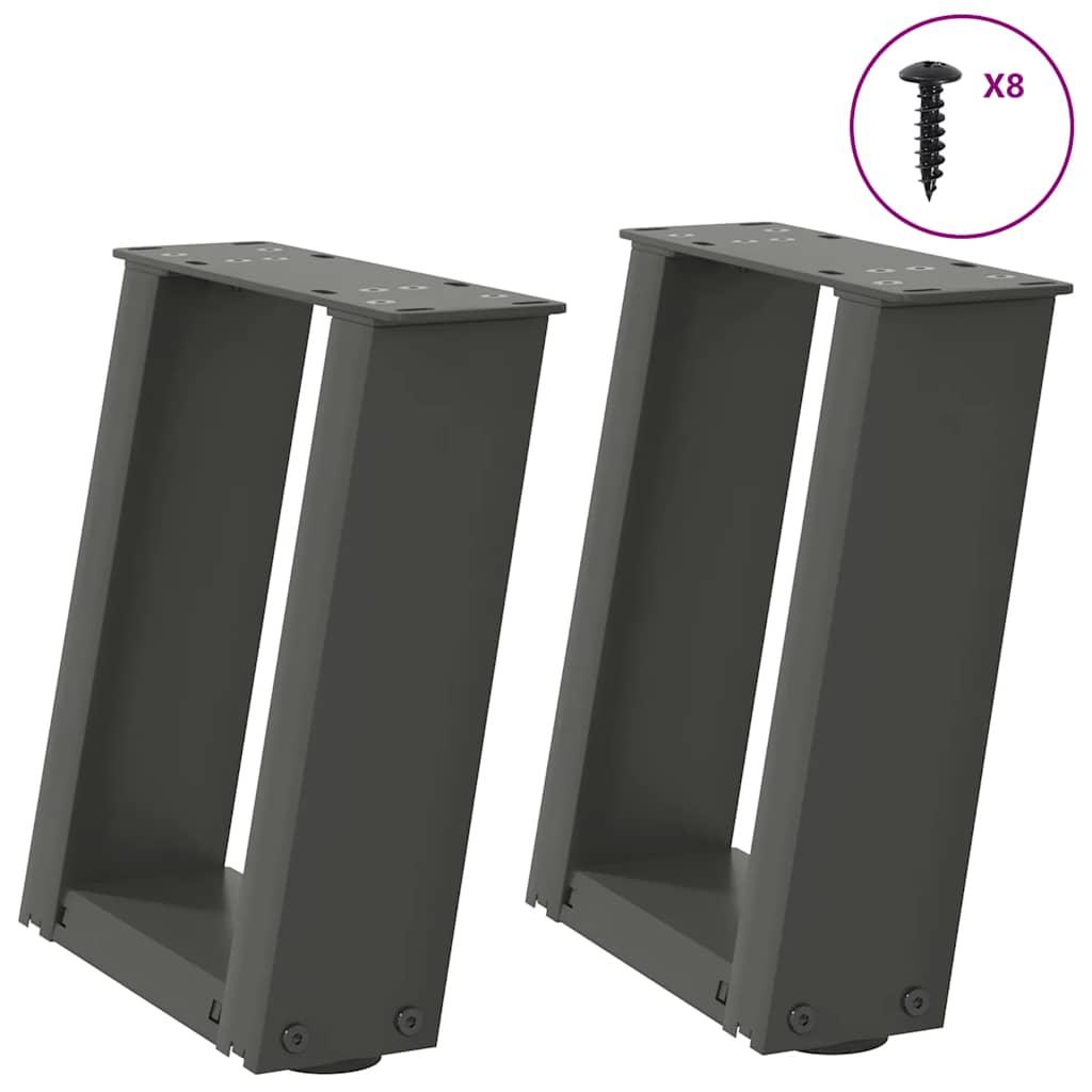 Sofabordsben U-formet 2 stk. antracit 30x(30-31) cm stål billede