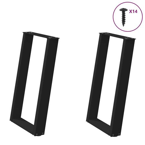 Spisebordsben U-formet 2 stk. 50x(72-73) cm stål sort