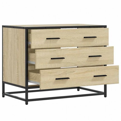 Kommode med 3 skuffer 70 x 41 x 56 cm - sonoma-eg